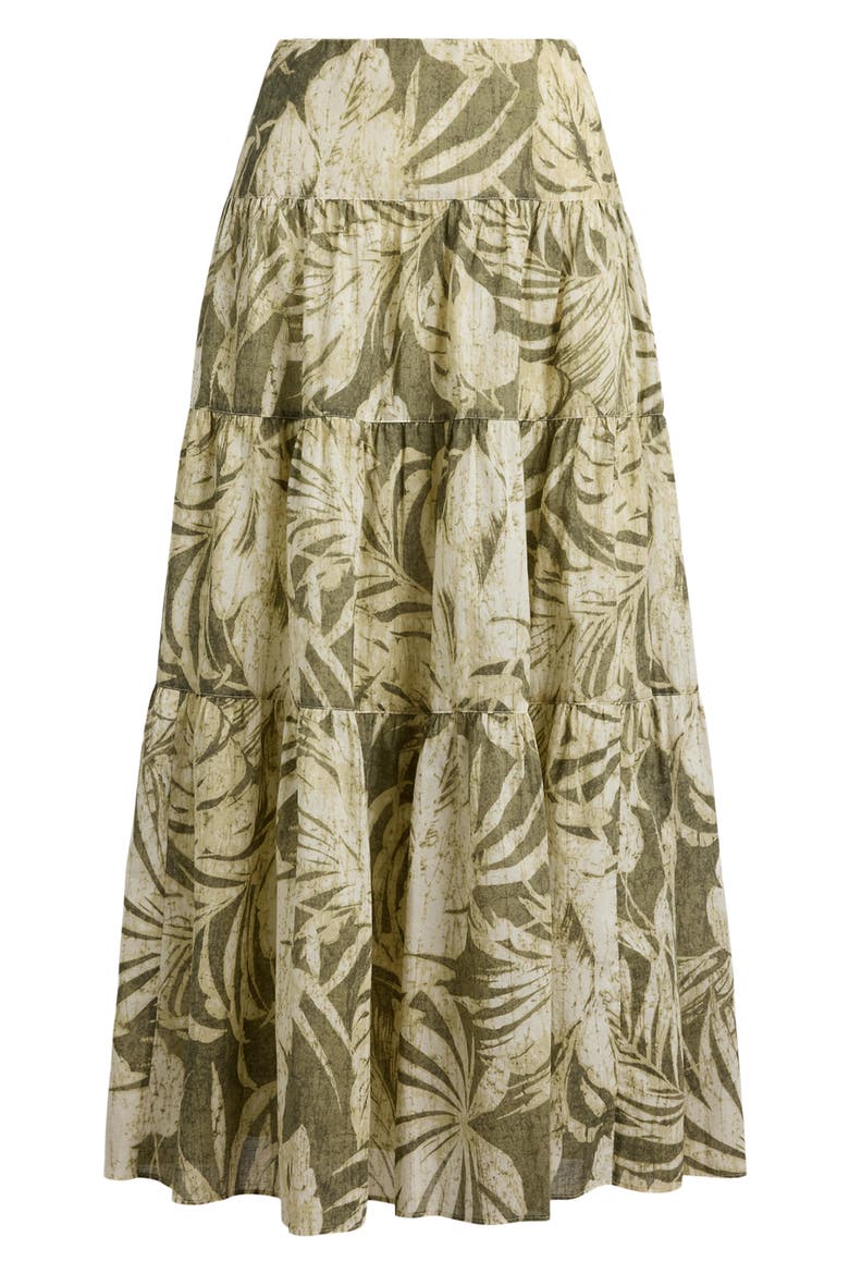 Palm Front Print Cotton Voile Midi Skirt, Alternate, color, FARM OLIVE GREEN