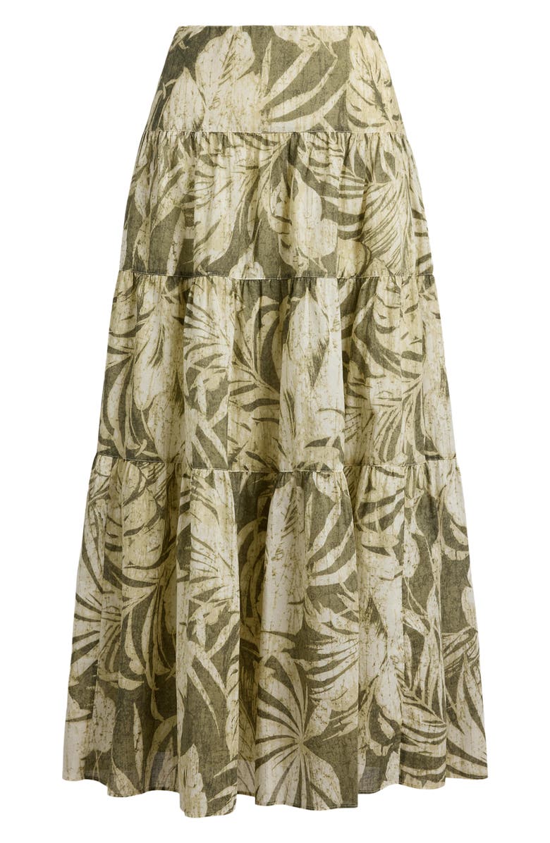 Lauren Ralph Lauren Palm Front Print Cotton Voile Midi Skirt, Alternate, color, Farm Olive Green