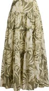 Lauren Ralph Lauren Palm Front Print Cotton Voile Midi Skirt