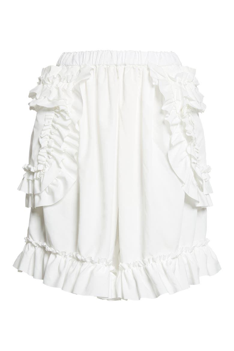 Ruffle Trim Broadcloth Bloomer Shorts, Alternate, color, WHITE
