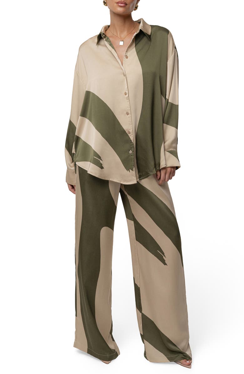 JLUXLABEL Ella Oversize Colorblock Button-Up Shirt, Alternate, color,