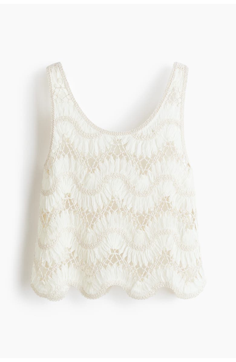 H&M Crochet-look Top, Main, color, Ivory
