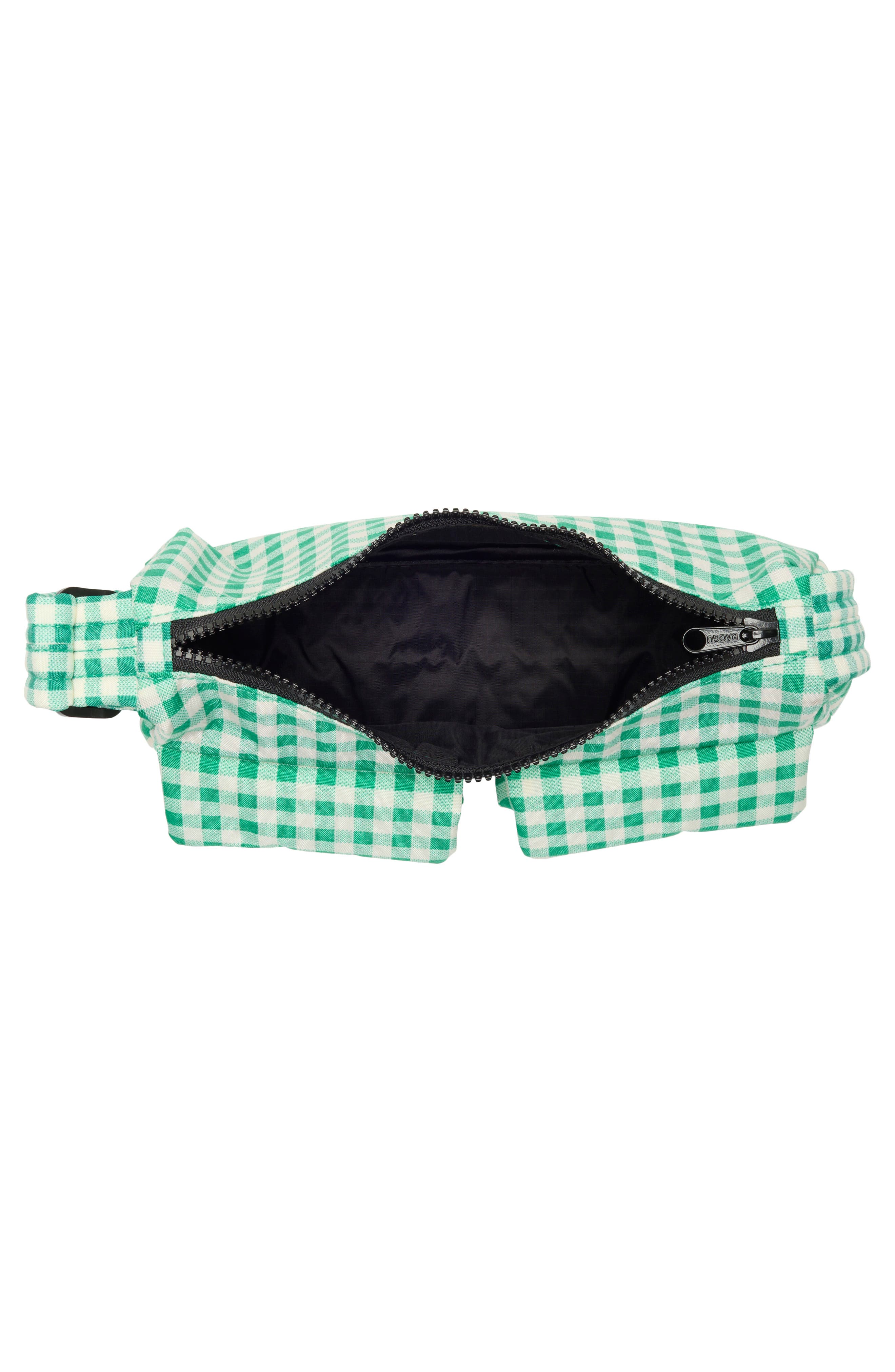 Baggu Cargo Recycled Nylon Shoulder Bag, Alternate, color, Green Gingham