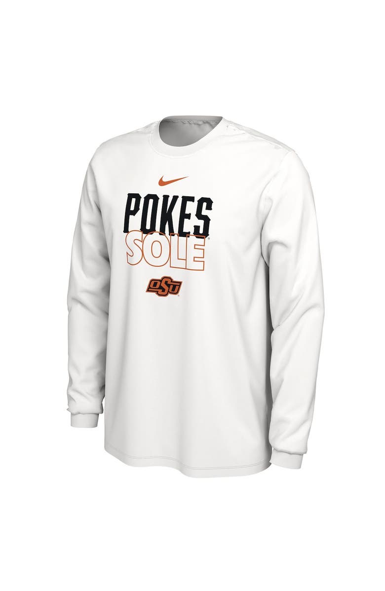Nike White Oklahoma State Cowboys 2023 On Court Bench Long Sleeve T-Shirt, Alternate, color, 