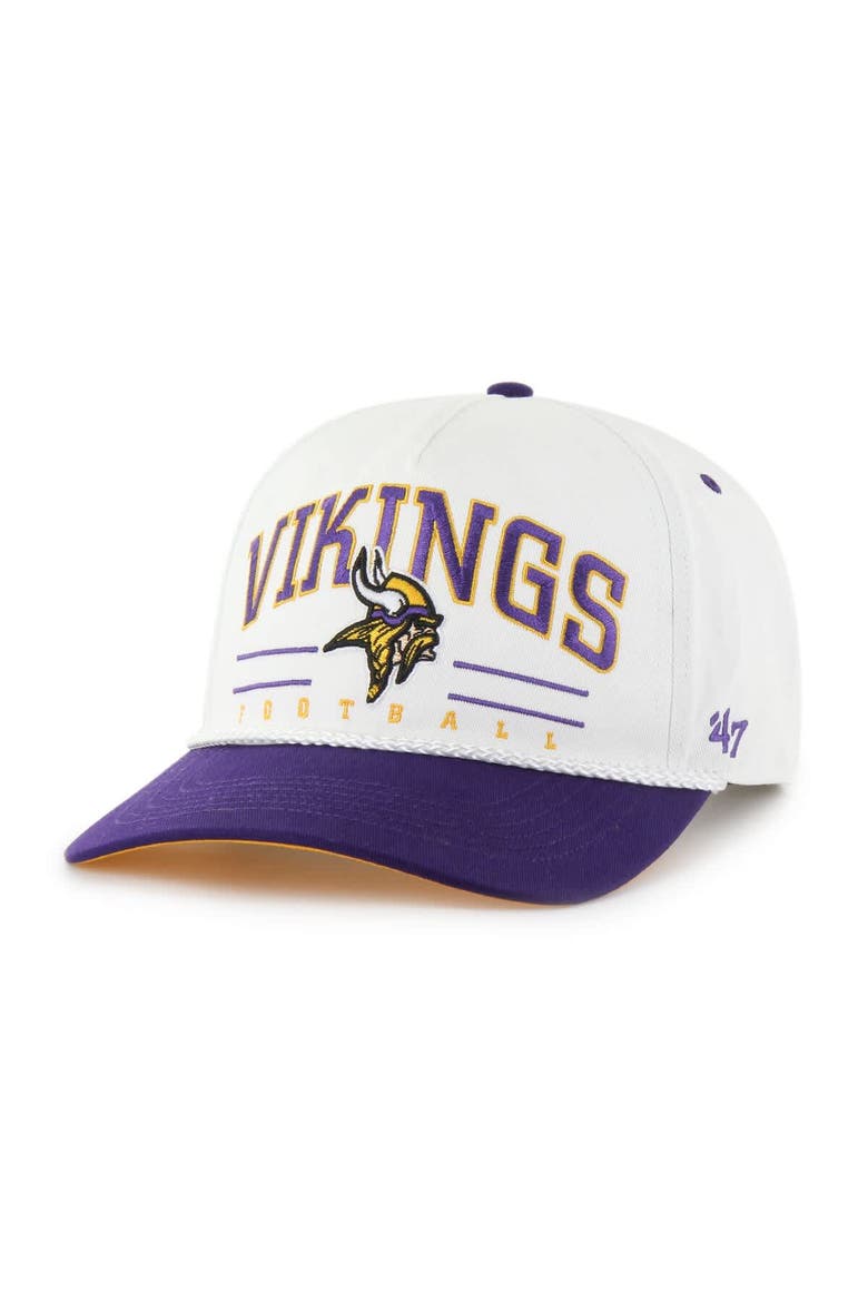 Men's '47 White/Purple Minnesota Vikings Roscoe Two-Toned Hitch Adjustable Hat, Main, color, White