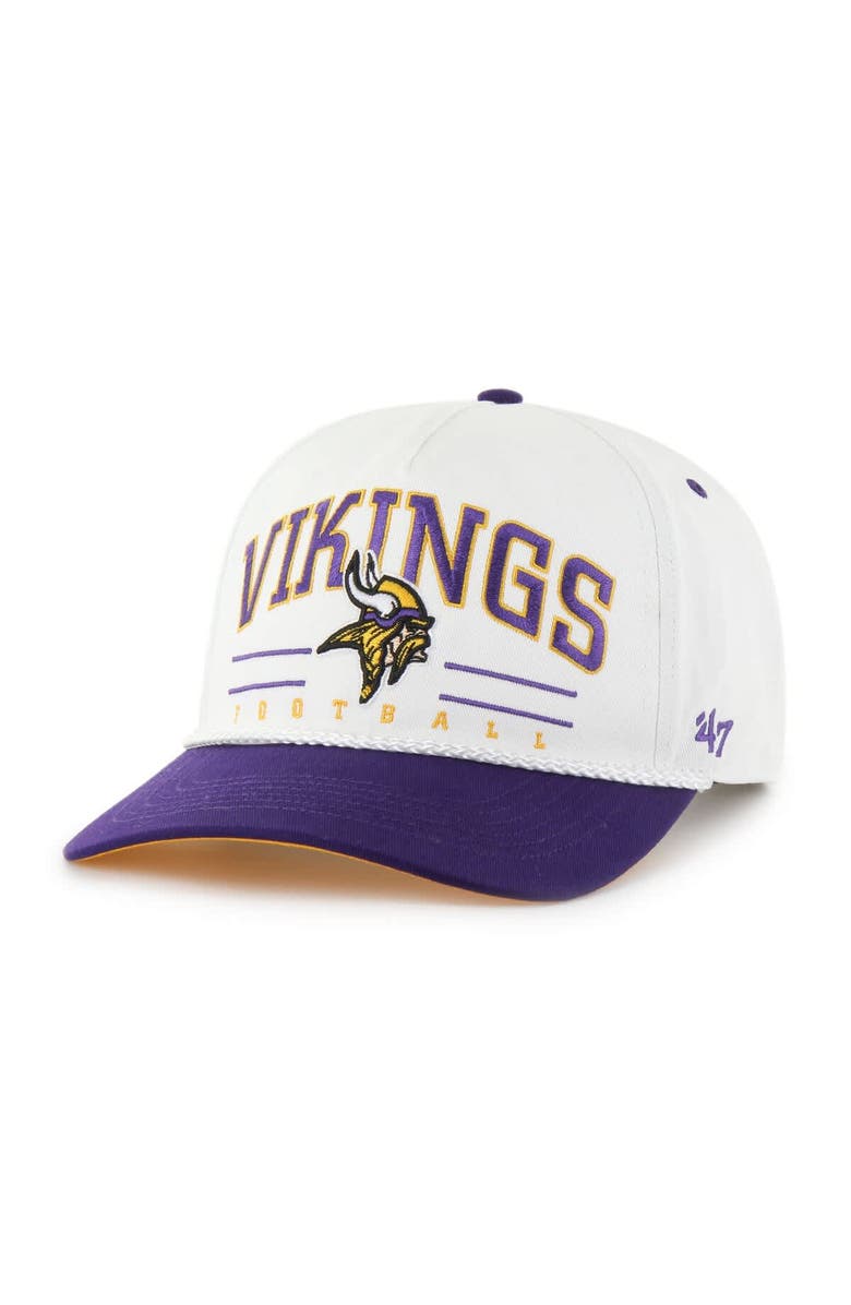 '47 Men's '47 White/Purple Minnesota Vikings Roscoe Two-Toned Hitch Adjustable Hat, Main, color, 
