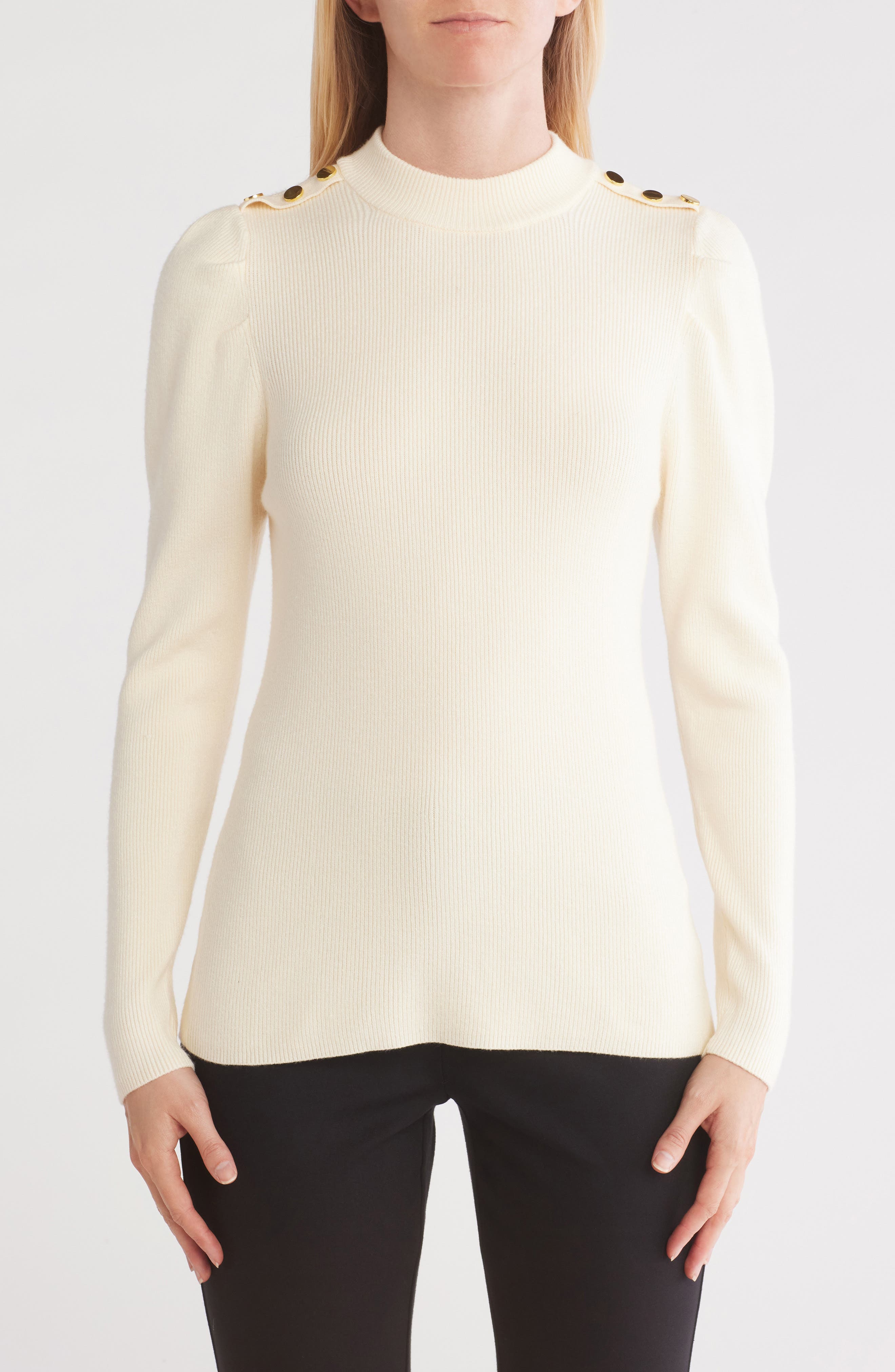 Laundry by Shelli Segal Shoulder Button Puff Sleeve Sweater | Nordstromrack