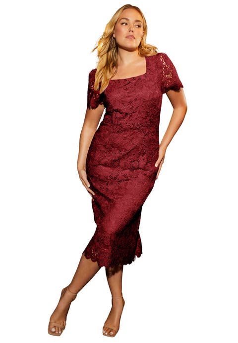 Square-Neck Lace Dress (Plus)