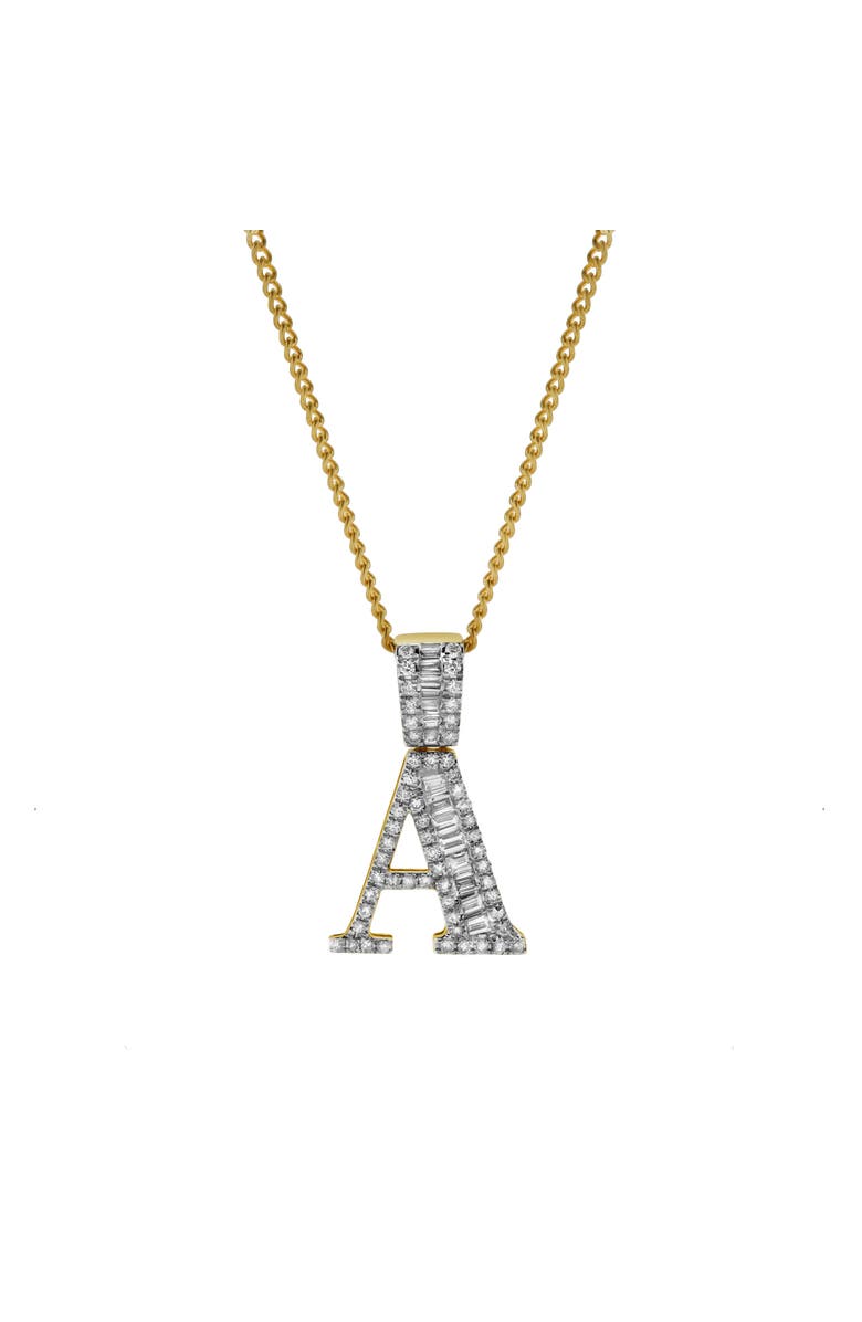 LuvMyJewelry A Initial Diamond Pendant 10K Yellow Gold - 0.6 Carats, Alternate, color, 