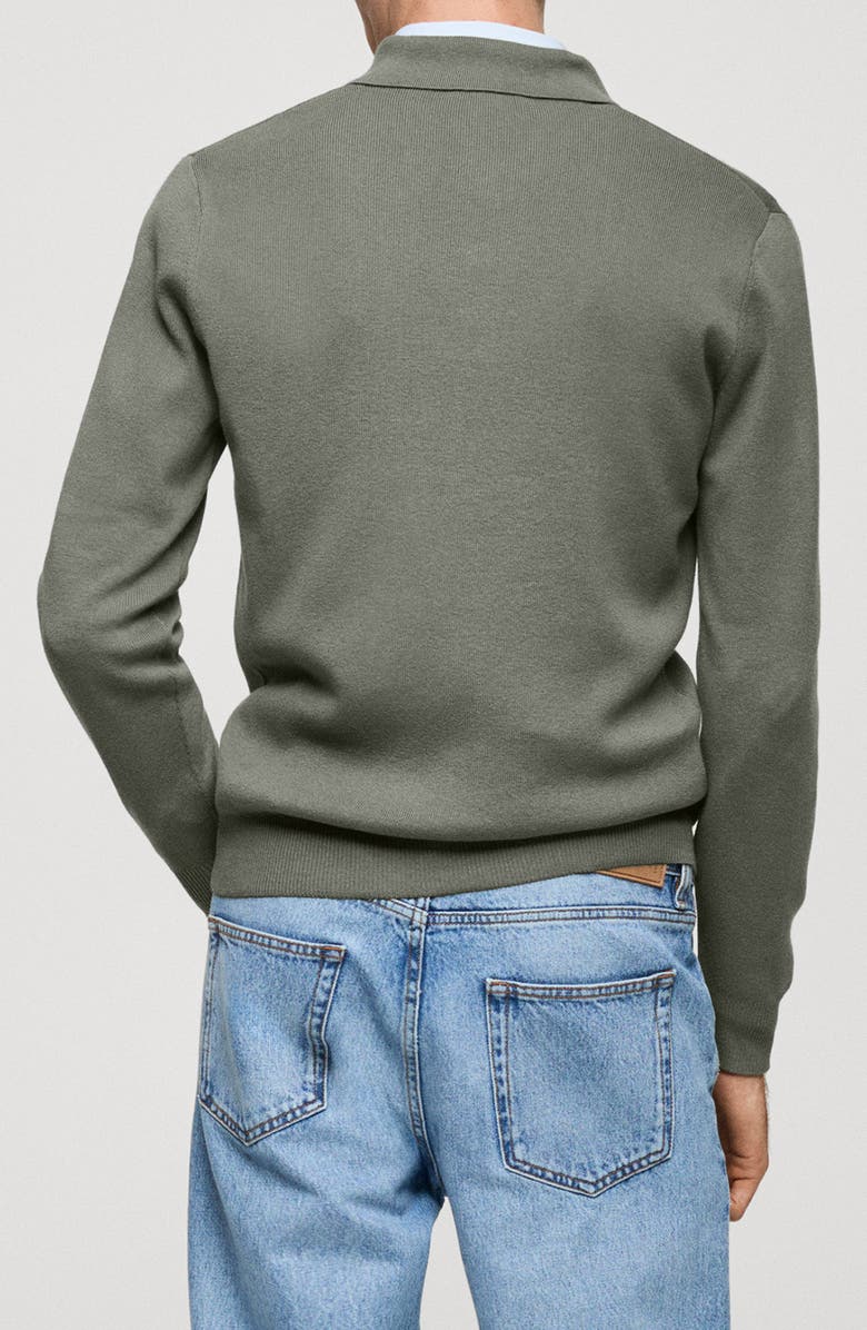 MANGO Long Sleeve Cotton Blend Polo, Alternate, color, 