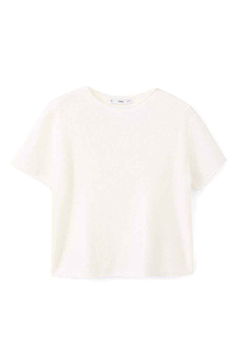 MANGO Short Sleeve Sequin Sweater, Alternate, color, White Gold