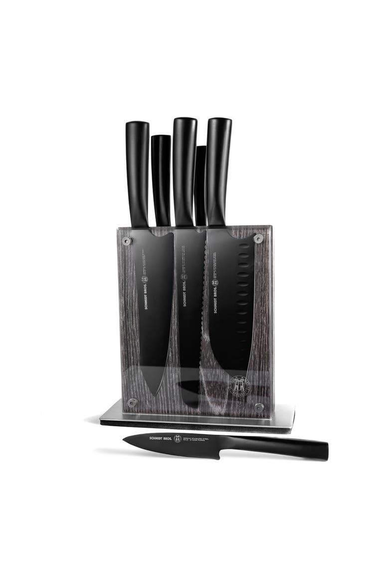 Jet Black 7-Piece Knife Block Set, Main, color, Black