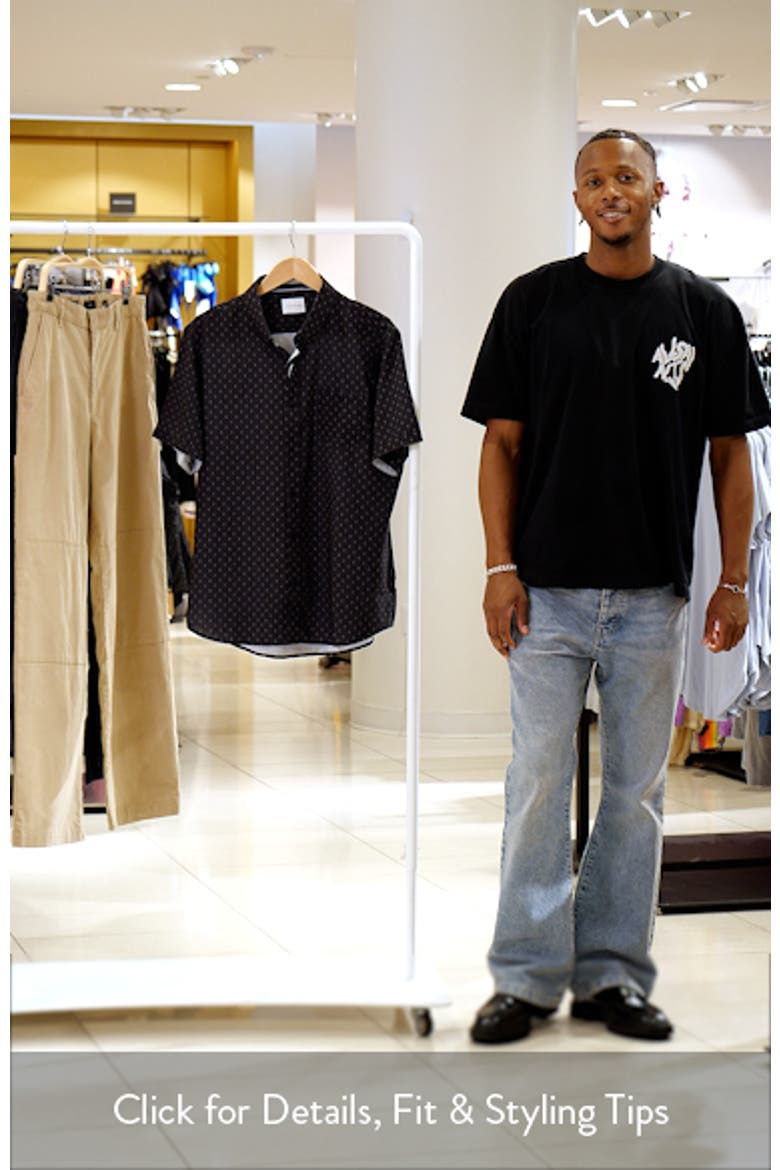 Renzo Textured Geo Pattern Short Sleeve Stretch Button-Up Shirt video