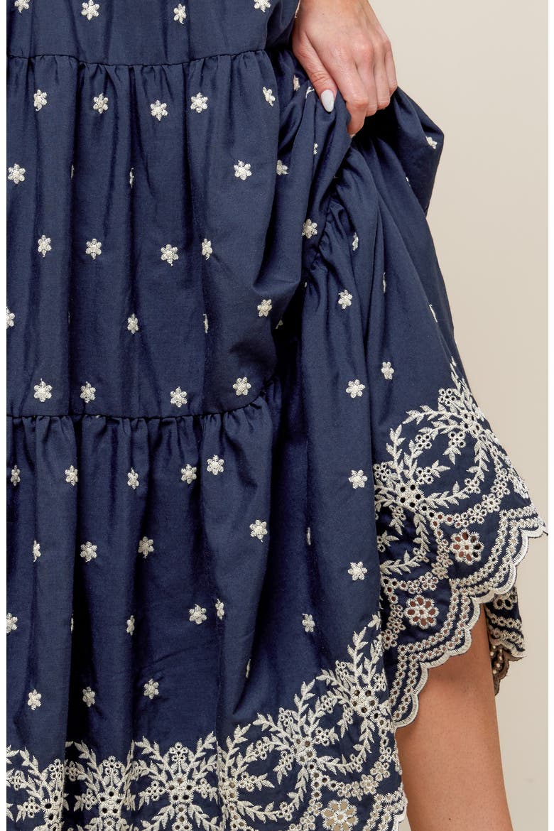 Embroidered Midi Skirt, Alternate, color, NAVY