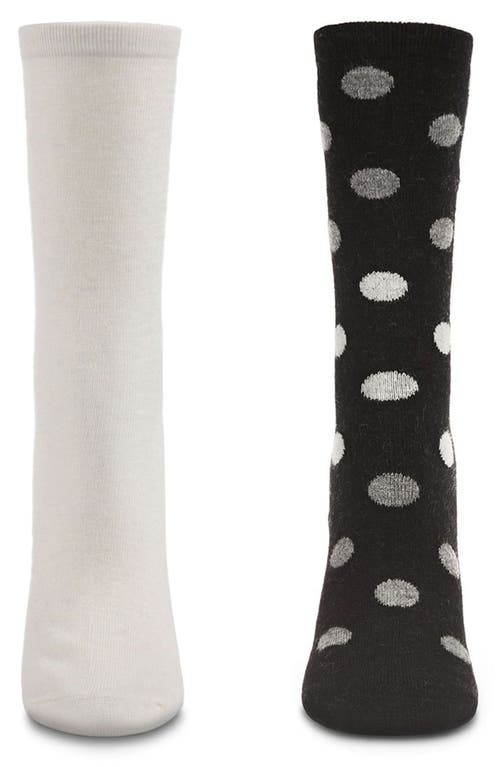 Memoi Assorted 2-pack Crew Socks In Black-ivory