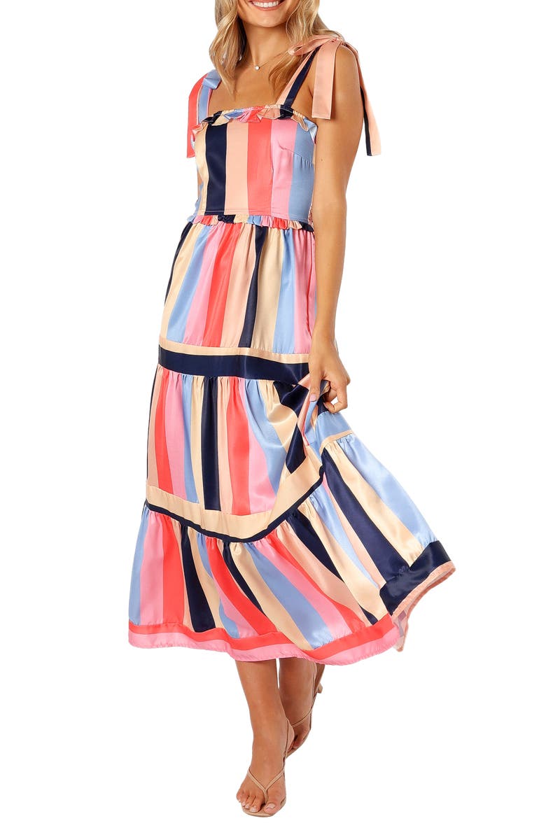 Petal & Pup Cobella Pritn Tie Strap Satin Maxi Dress, Main, color,