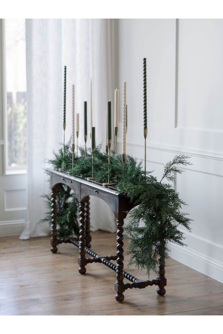 9' Faux Cedar Garland Evergreen, Alternate, color, Green