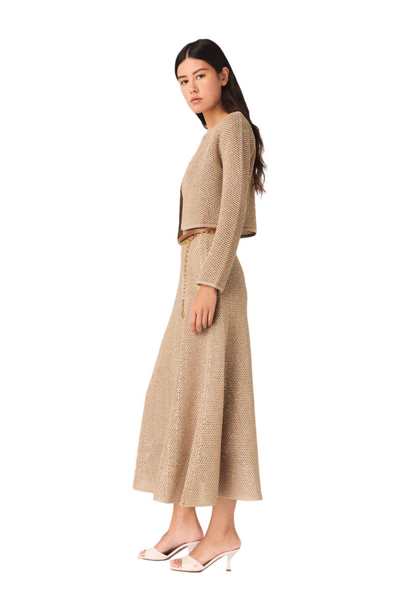 maje Rhinestone knit cardigan, Alternate, color, Nude