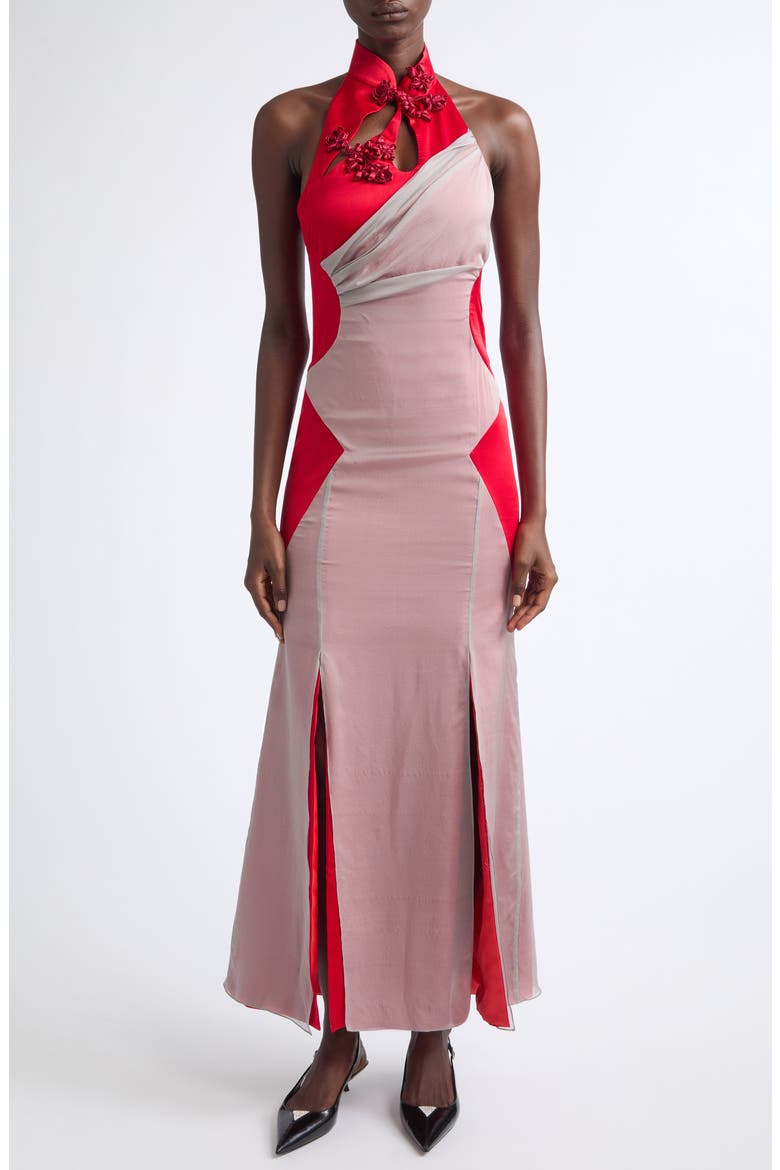 Wai Tak Silk Gown, Main, color, RED AND SMOKE