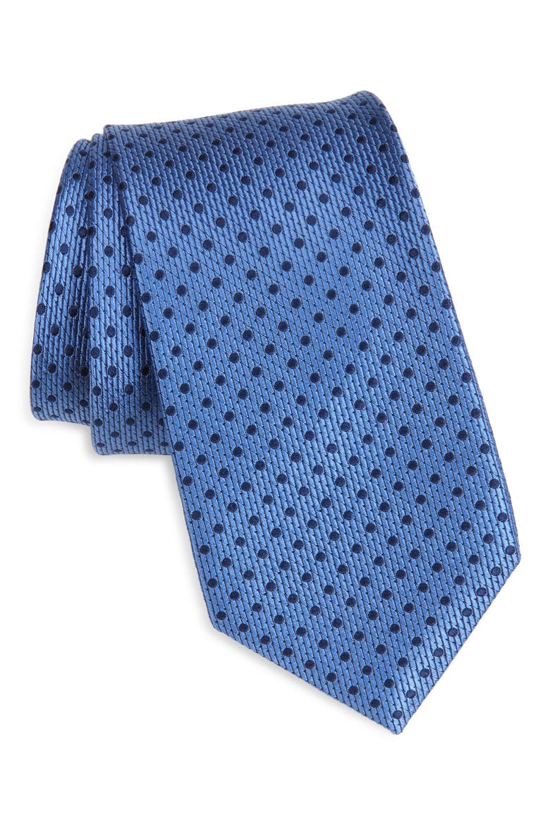 Polka Dot Silk Tie, Main, color, BLUE