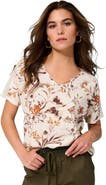 Roaman's Plus Size Lace Trimmed Textured Tee