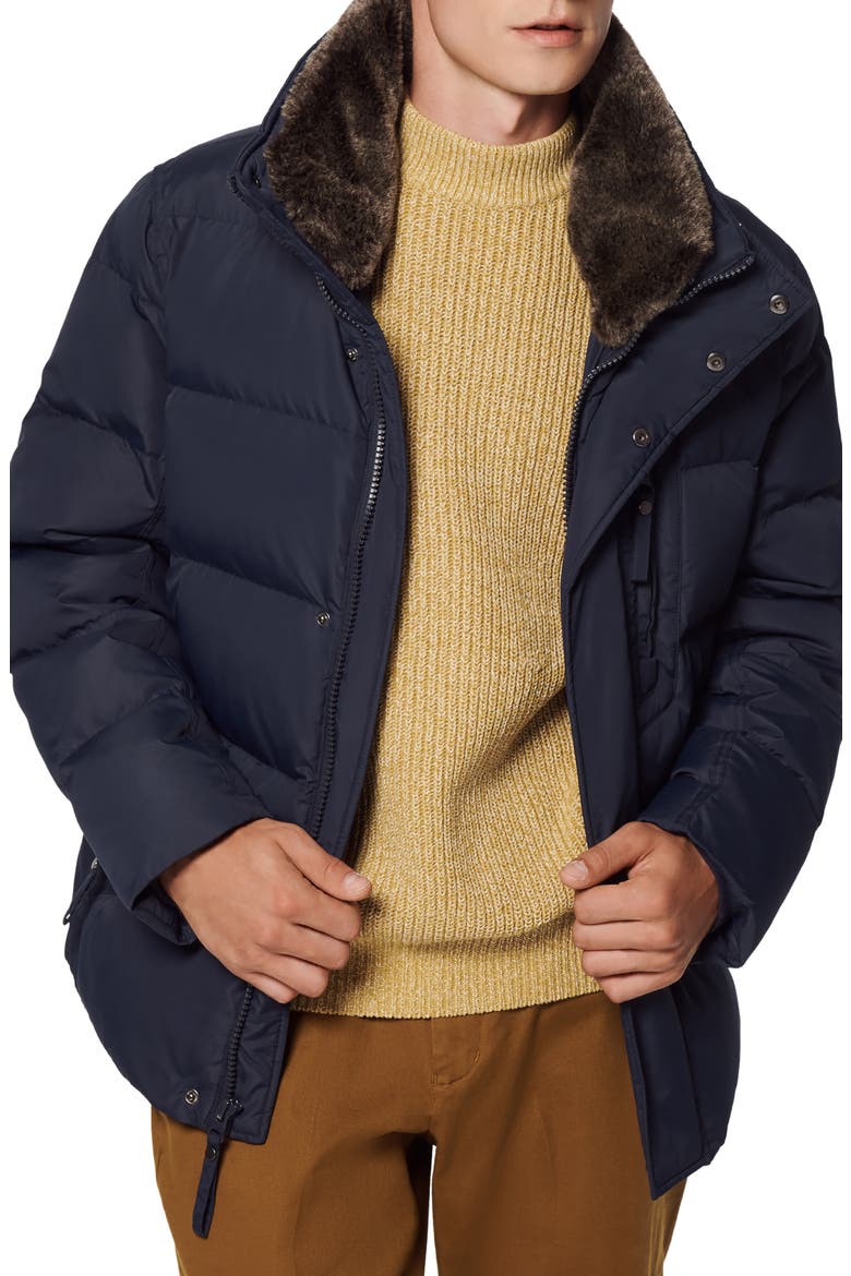 Horizon Down & Feather Coat with Faux Fur Collar, Main, color, INK