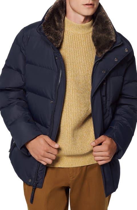 Horizon Down & Feather Coat with Faux Fur Collar