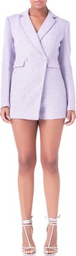 Endless Rose Premium Sequin Tweed Long Sleeve Blazer Minidress