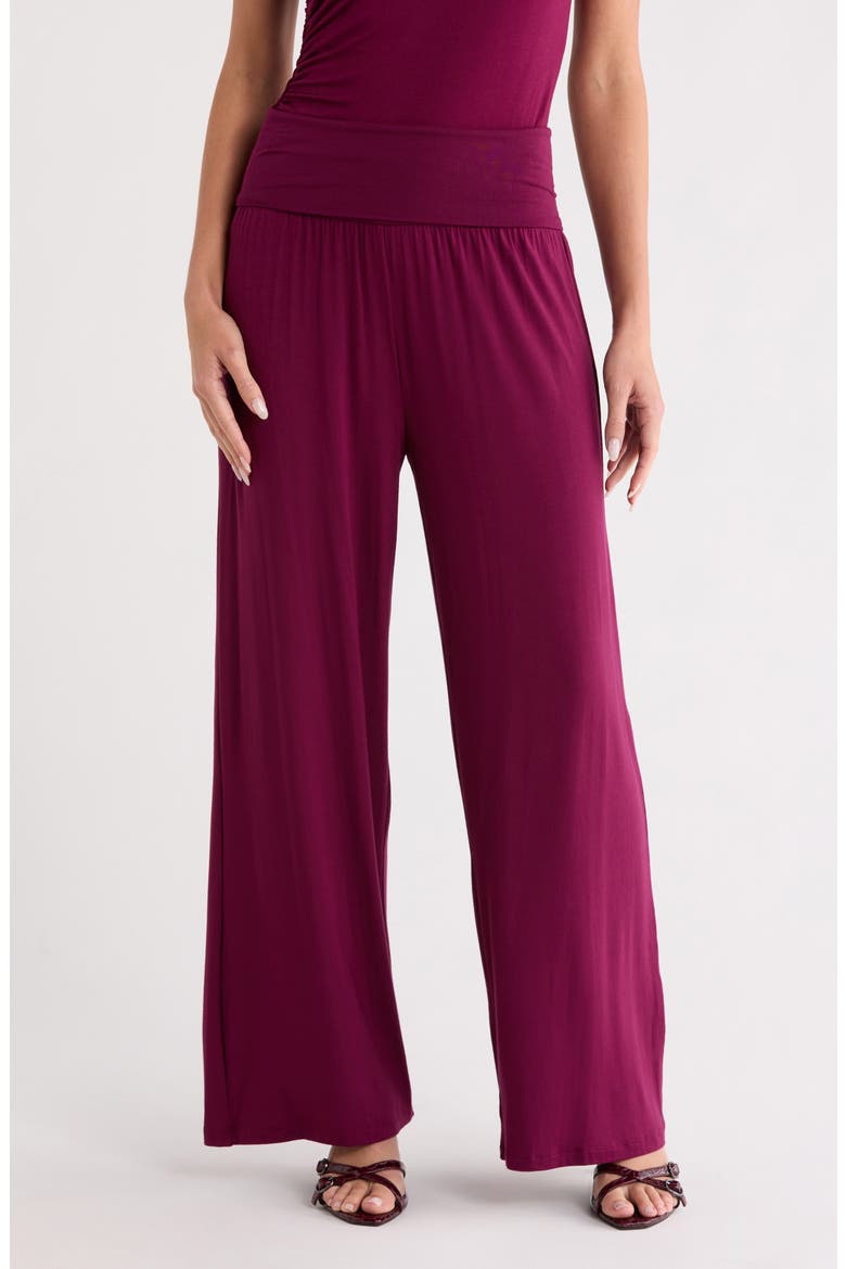 Folover Waist Jersey Pants, Main, color, BURGUNDY