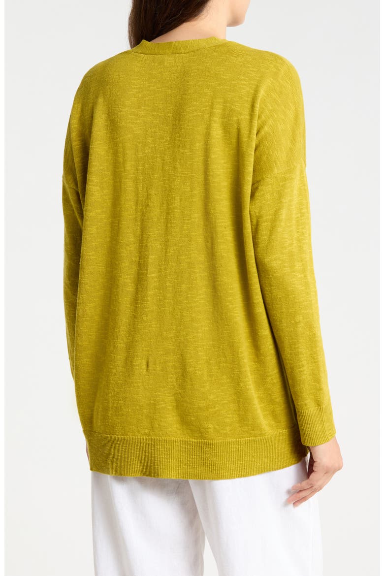 V-Neck Organic Linen & Organic Cotton Cardigan, Alternate, color, GOLDEN PEAR