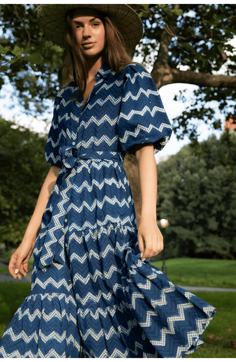 GUADALUPE DESIGN Indigo Dress, Alternate, color, Blue