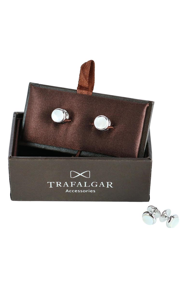Trafalgar Sutton Mother-of-Pearl Stud Set, Alternate, color, Silver