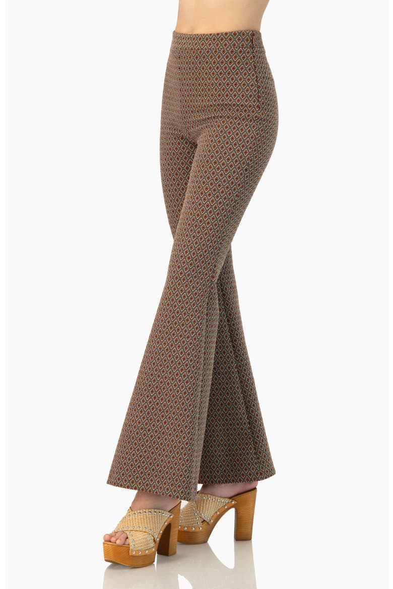 Geometric Jacquard Flared Pants, Alternate, color, Brown