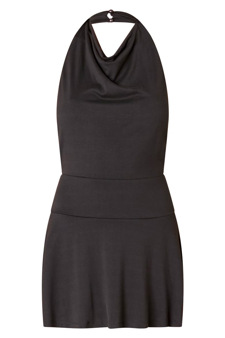 Emilio Cowl Neck Halter Minidress, Alternate, color, ONYX