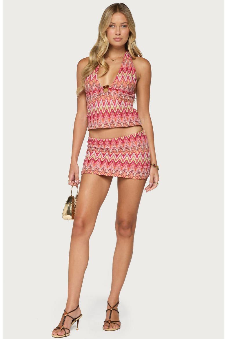 Saha Zigzag Crochet Mini Skort, Alternate, color, PINK