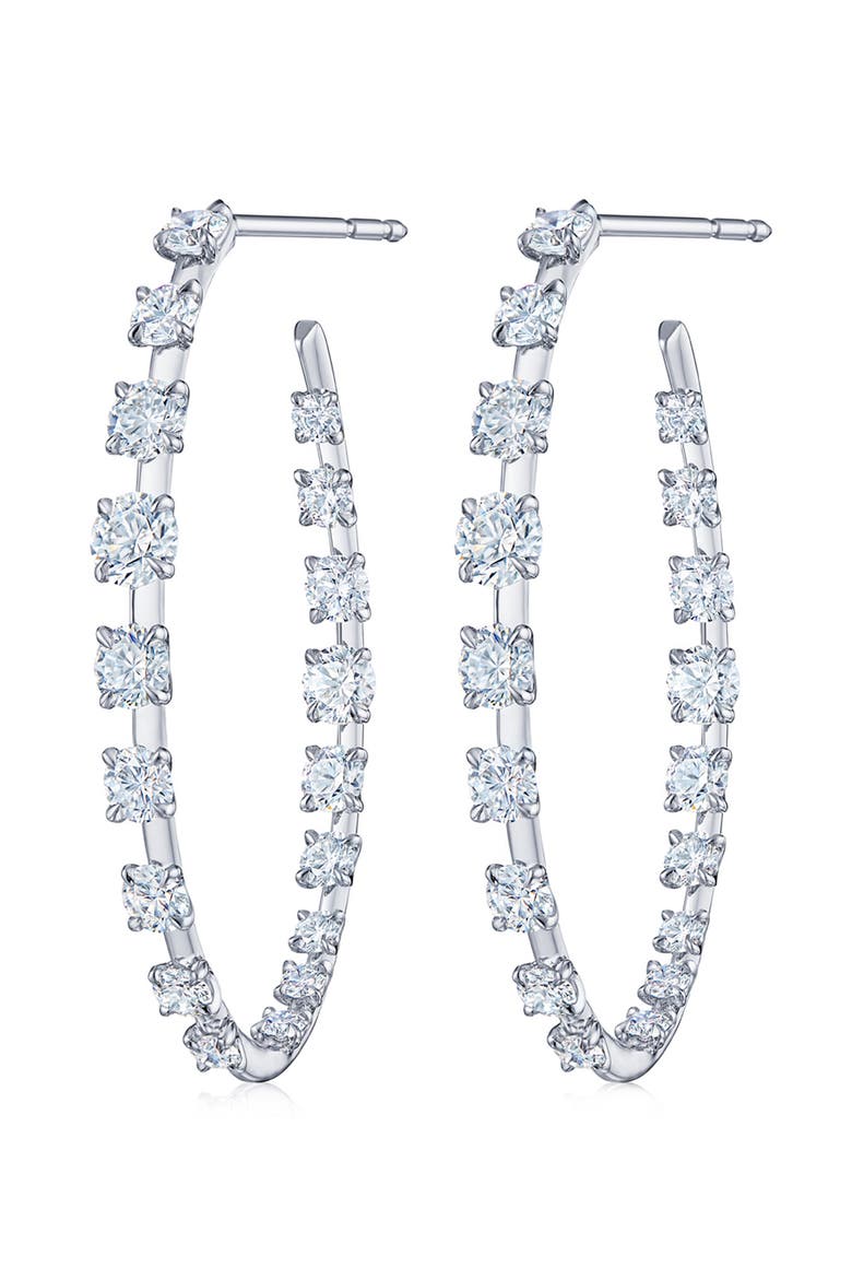 Starry Night Diamond Hoop Earrings, Main, color, WHITE GOLD