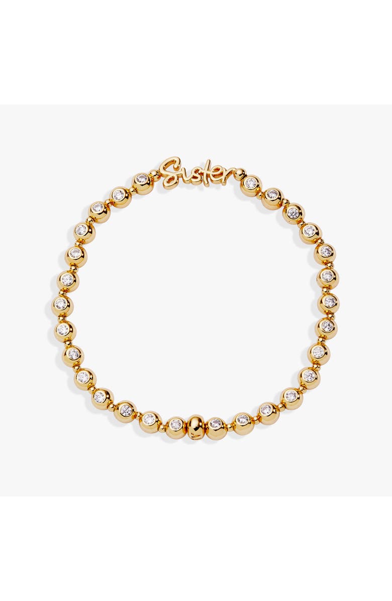 Alex and Ani Sister Elongated Crystal Stretch Bracelet, Main, color, Gold