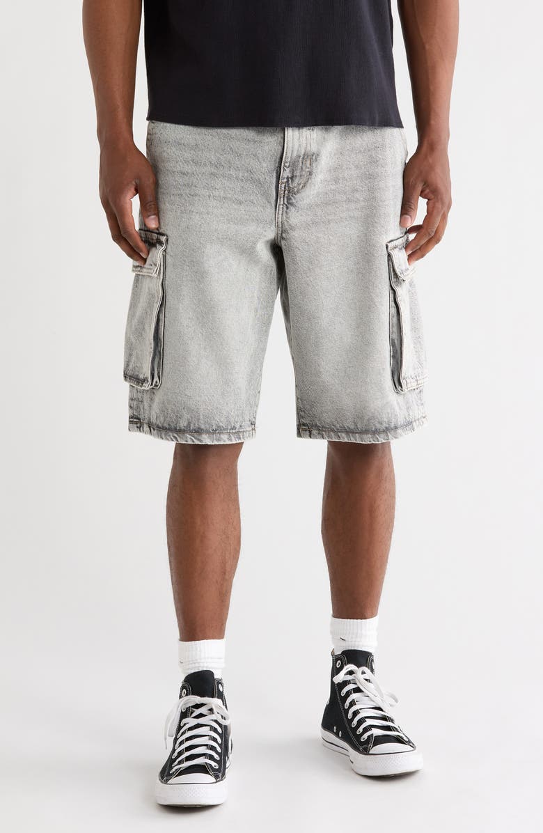 PacSun Peter Extreme Baggy Denim Cargo Shorts, Main, color, Gray