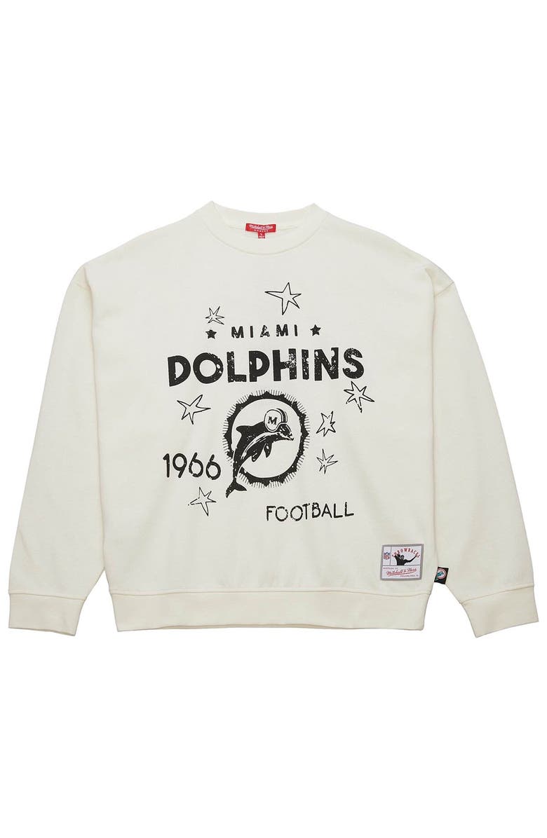 Mitchell & Ness Women's Mitchell & Ness Cream Miami Dolphins Throwback Logo 3.0 Pullover Sweatshirt, Alternate, color, Cream