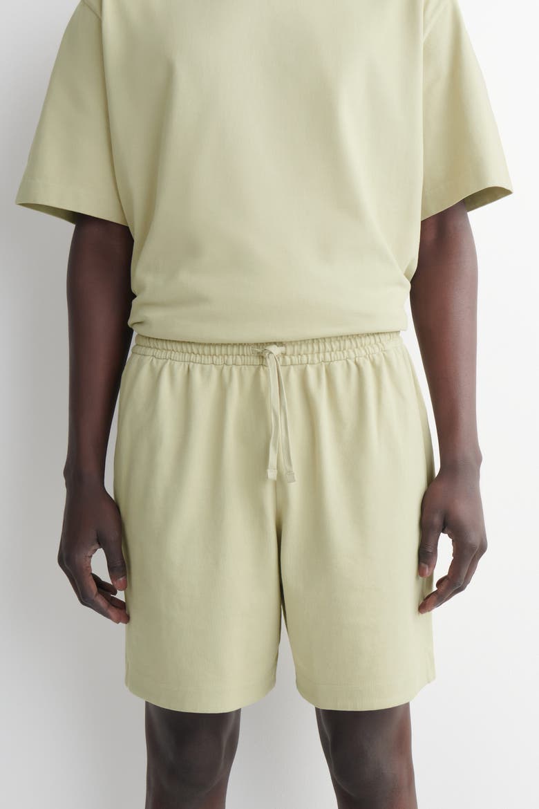 Garment-washed Cotton-jersey Shorts, Alternate, color, WASHED GREEN