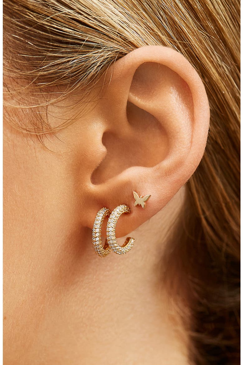 Nemi 18K Gold Vermeil Huggie Hoop Earrings, Alternate, color, GOLD