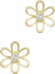 Adornia 14K Gold Plated Cubic Zirconia Flower Outline Stud Earrings