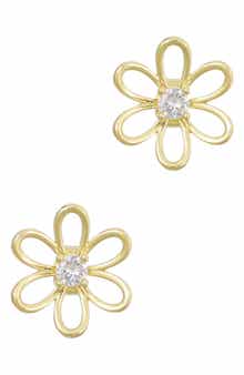 Adornia 14K Gold Plated Cubic Zirconia Flower Outline Stud Earrings