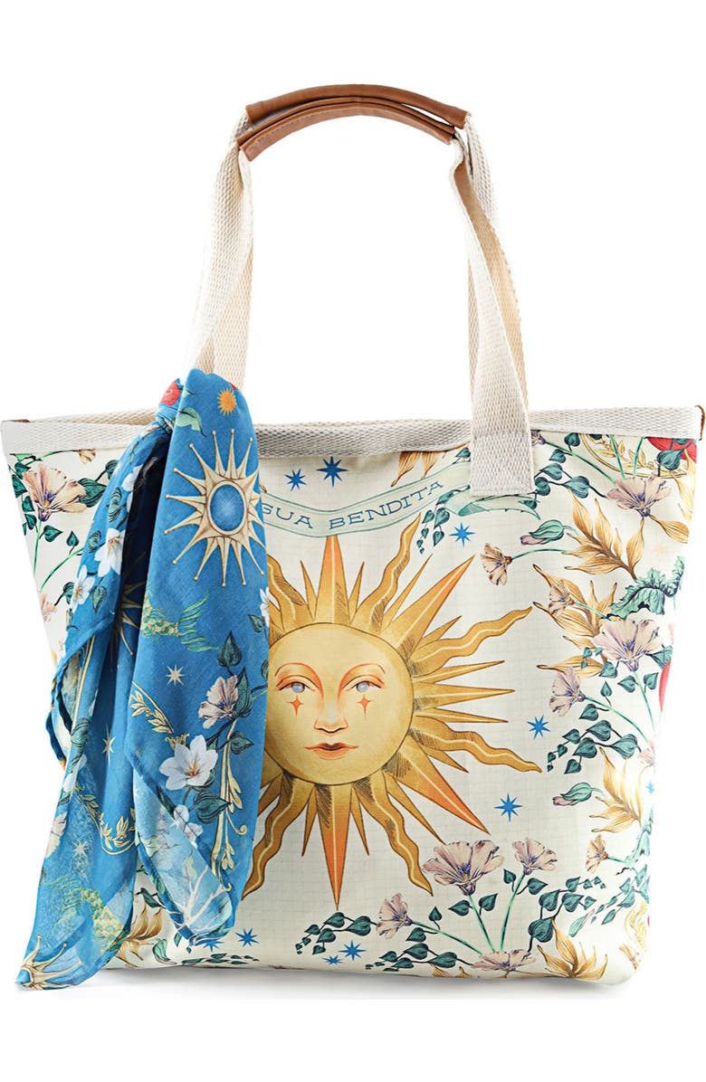 Agua Bendita Lucia Solstice Print Tote Bag, Alternate, color, White