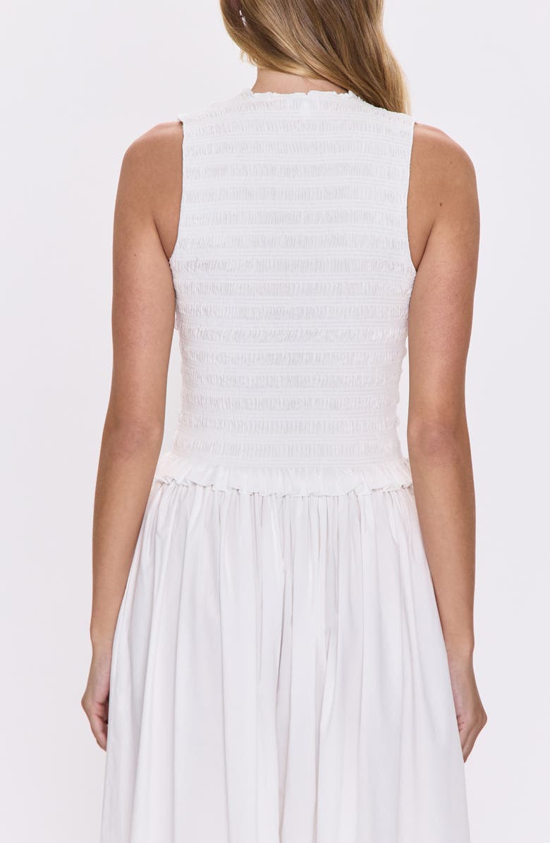 Pistola Phoebe Sleeveless Smocked Stretch Cotton Tank, Alternate, color, Le Blanc