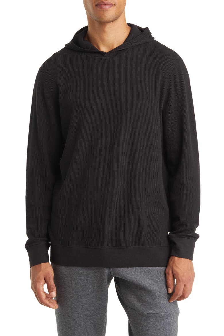 Waffle Hoodie, Main, color, BLACK