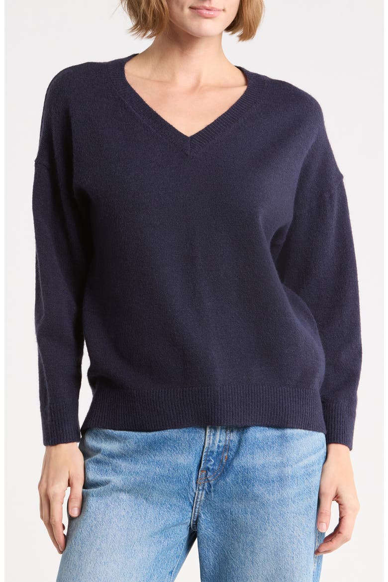 V-Neck Oversize Sweater, Main, color, DEEP NAVY
