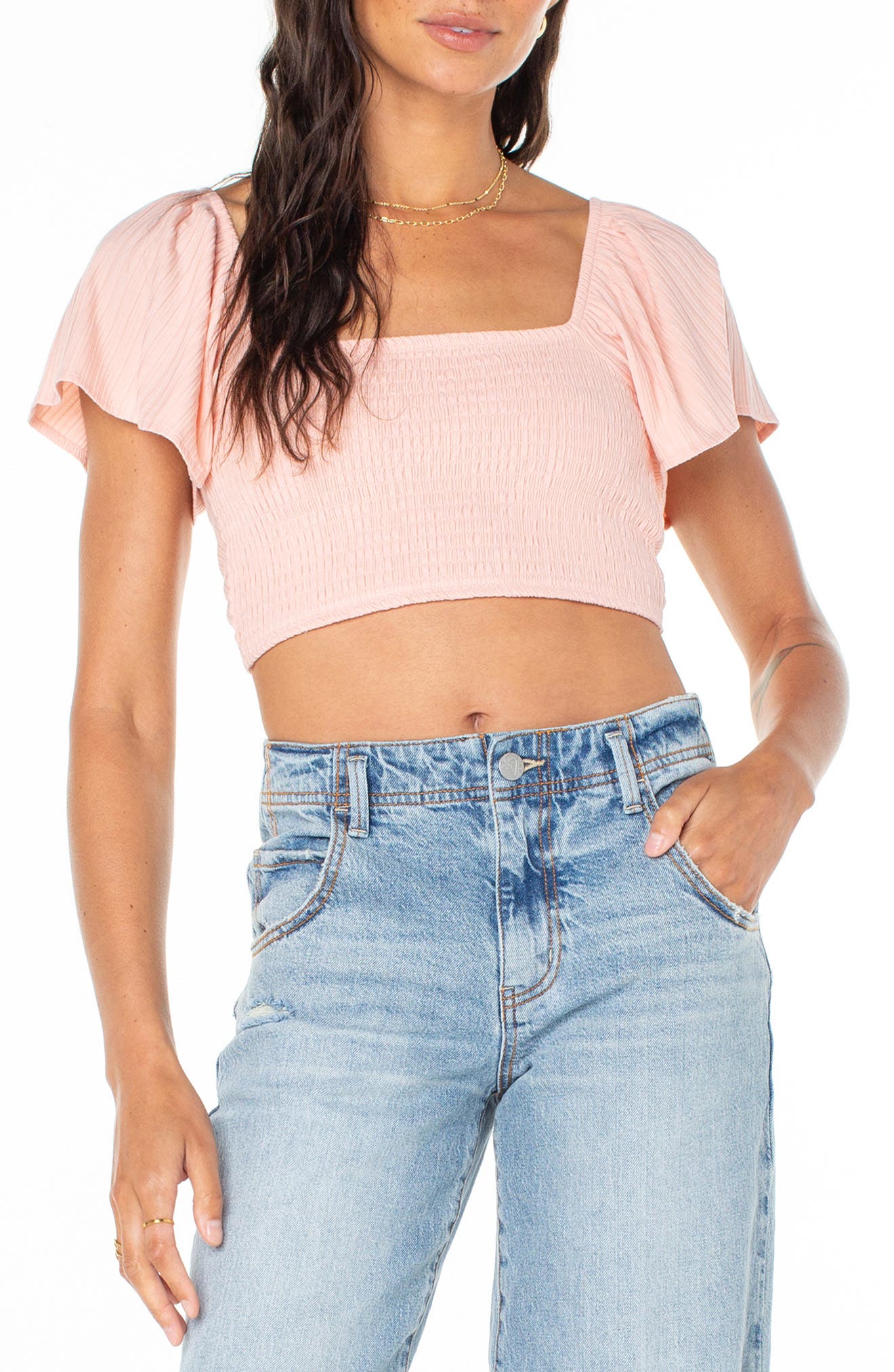 Sandy Beach Smocked Twist Reversible Crop Top - image 5