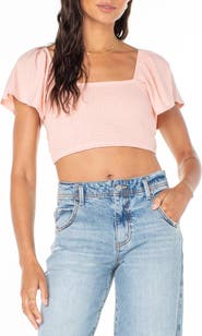 Roxy Sandy Beach Smocked Twist Reversible Crop Top