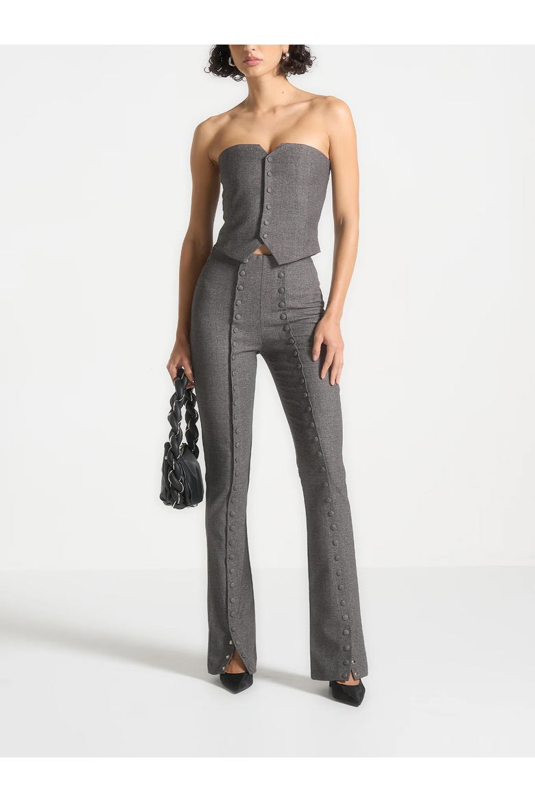 Lise Tailored Crop Blazer And Bandeau Set, Alternate, color, Dark Grey